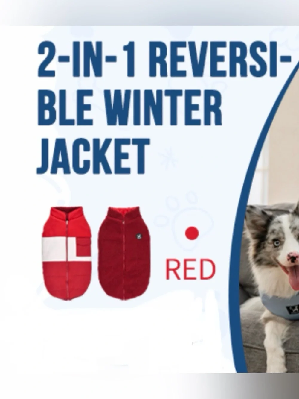 Arblina Reversible Dog Winter Coat, Waterproof Warm Fleece Sweater Windproof Lig